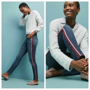 Mother 💙 High Waisted Looker Skinny Jean Here Kitty Kitty Glitter Racer Size 27